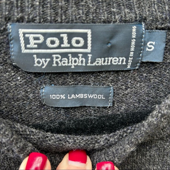 VTG 80s Ralph Lauren Lambswool Sweater | Graphic POLO | Size S - Picture 3 of 3